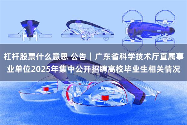 杠杆股票什么意思 公告｜广东省科学技术厅直属事业单位2025年集中公开招聘高校毕业生相关情况