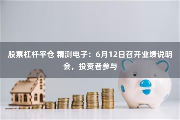 股票杠杆平仓 精测电子：6月12日召开业绩说明会，投资者参与