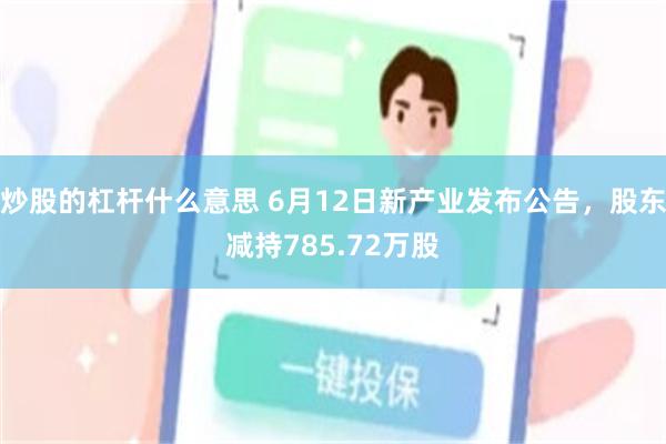炒股的杠杆什么意思 6月12日新产业发布公告，股东减持785.72万股