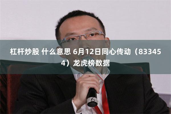杠杆炒股 什么意思 6月12日同心传动（833454）龙虎榜数据