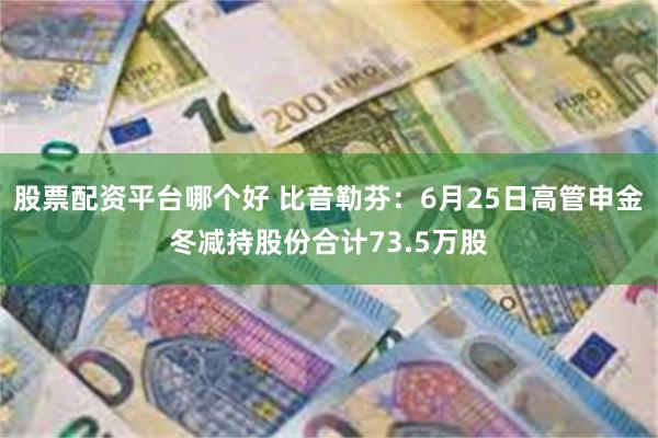 股票配资平台哪个好 比音勒芬：6月25日高管申金冬减持股份合计73.5万股