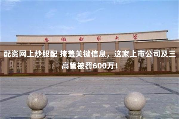 配资网上炒股配 掩盖关键信息，这家上市公司及三高管被罚600万！