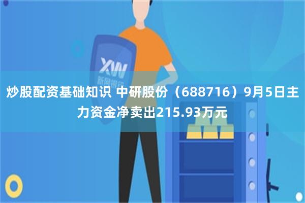 炒股配资基础知识 中研股份（688716）9月5日主力资金净卖出215.93万元