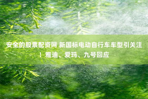 安全的股票配资网 新国标电动自行车车型引关注！雅迪、爱玛、九号回应