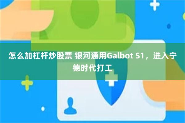 怎么加杠杆炒股票 银河通用Galbot S1，进入宁德时代打工