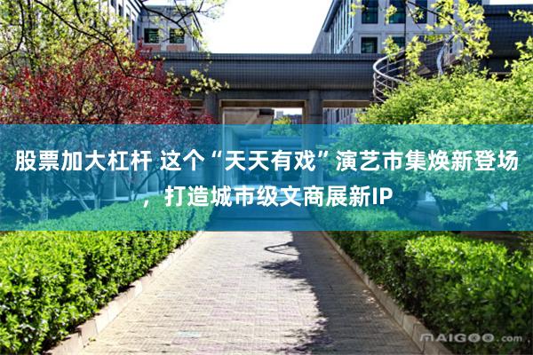 股票加大杠杆 这个“天天有戏”演艺市集焕新登场,打造城市级文商展新IP