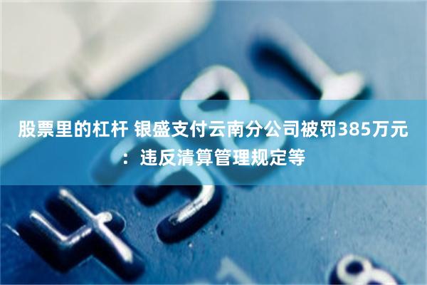 股票里的杠杆 银盛支付云南分公司被罚385万元:违反清算管理规定等